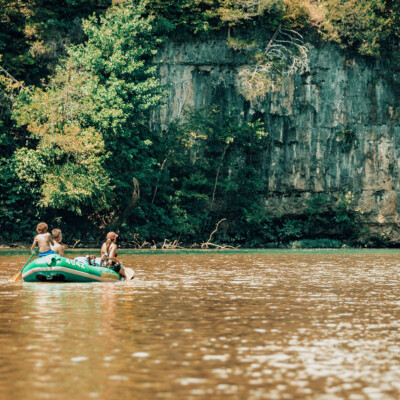 Ozark outdoors people on raft